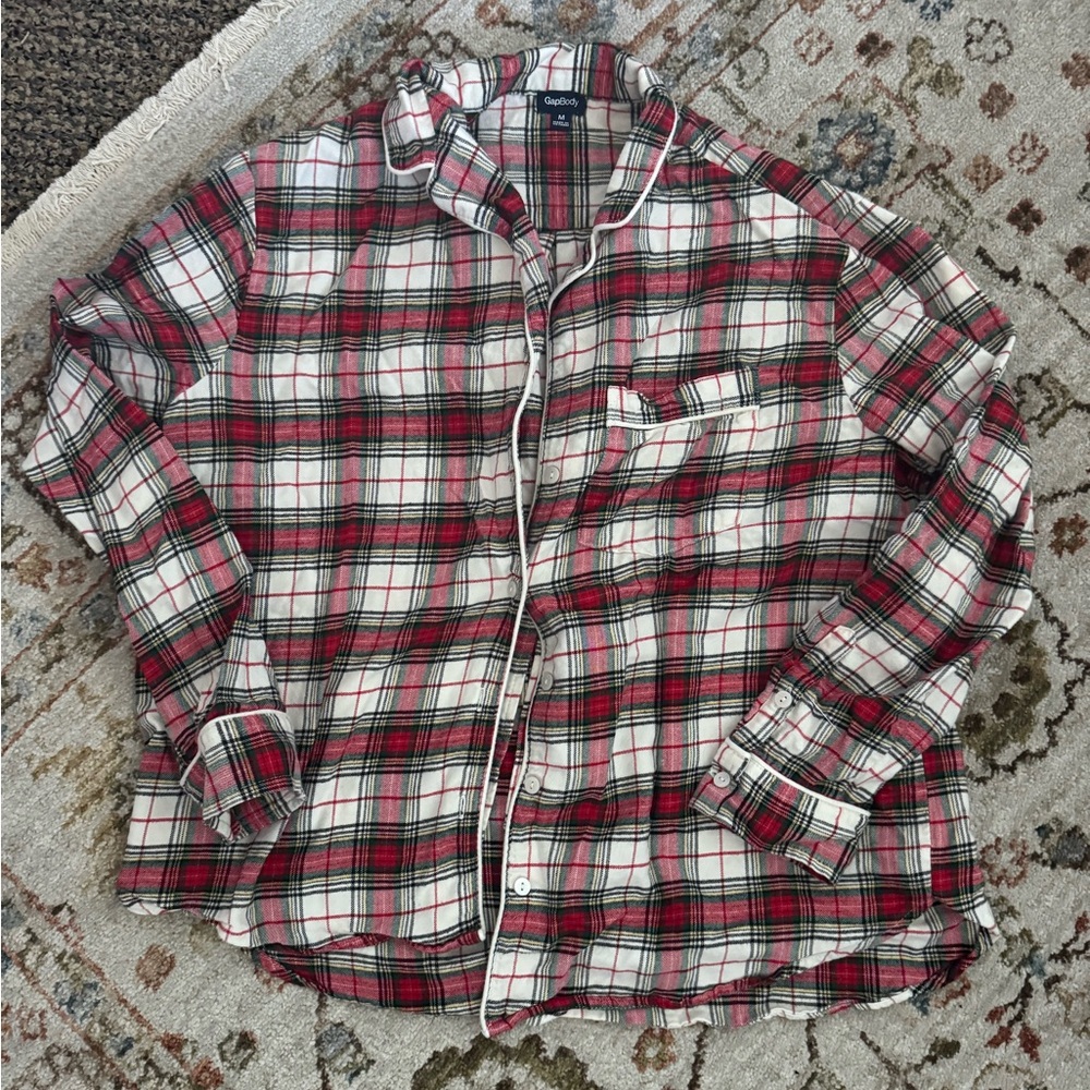 GAP BODY plaid pajama button up
